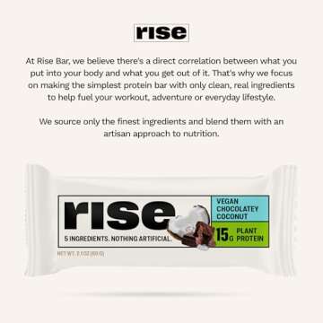Rise Pea Protein Bar - Chocolately Coconut | Breakfast Bar & Protein Snack 15g Protein Just 5 Whole Food Ingredients Non-GMO Gluten-Free Soy Free