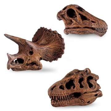 Safari Ltd Dinosaur Skulls TOOB - 11 Mini Figurines Including Velociraptor, Brachiosaurus, Oviraptor, Triceratops, Tyrannosaurus Rex and More - Educational Toy Figures for Boys, Girls & Kids Ages 3+
