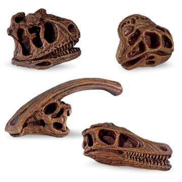 Safari Ltd Dinosaur Skulls TOOB - 11 Mini Figurines Including Velociraptor, Brachiosaurus, Oviraptor, Triceratops, Tyrannosaurus Rex and More - Educational Toy Figures for Boys, Girls & Kids Ages 3+