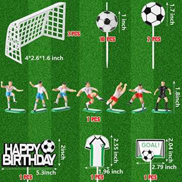 24 Pieces Soccer Cake Topper Decorations Soccer Happy Birthday Cake Topper and Soccer Ball Candles w...