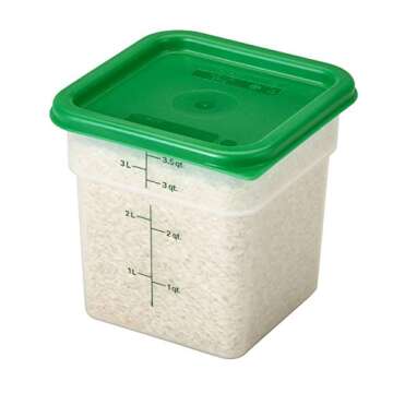 Cambro 4SFSPPSW3190 Set of 3 Square Food Storage Containers with Lids, 4 Quart