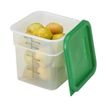 Cambro 4SFSPPSW3190 Set of 3 Square Food Storage Containers with Lids, 4 Quart