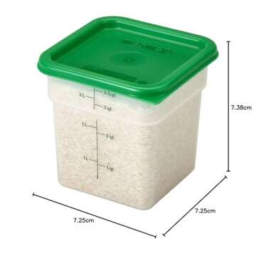 Cambro 4SFSPPSW3190 Set of 3 Square Food Storage Containers with Lids, 4 Quart