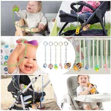 RTMOK Toy Straps for Baby, Silicone Setpacifier Clip,Applies to Car Seat Toy,Teether Toy,High Chair,Stroller Accessories,Baby Toy Clips,Cribs,Rocking Chair