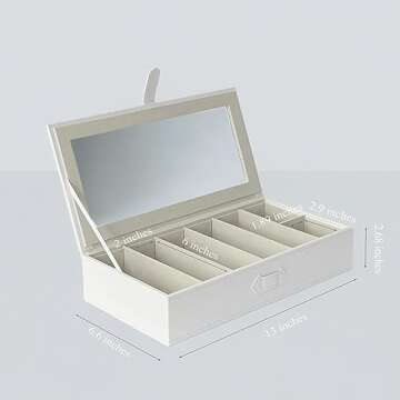 UnionPlus Sunglasses Case Organizer, Multiple Sunglasses Eyeglass Glasses Display Holder Collector, 5 Slots for Sunglasses Storage and 2 Small Slots for Accessories, White