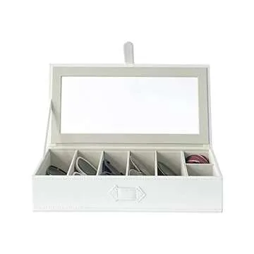 UnionPlus Sunglasses Case Organizer, Multiple Sunglasses Eyeglass Glasses Display Holder Collector, 5 Slots for Sunglasses Storage and 2 Small Slots for Accessories, White