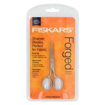 Fiskars 8" Stainless Steel Scissors and 4" Forged Embroidery Scissors Bundle for Arts, Crafts, and Sewing