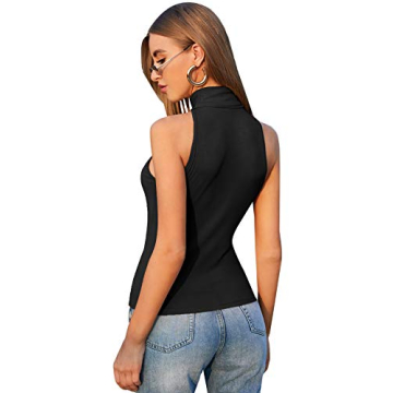 Verdusa Casual Turtle Neck Tank Top for Women in Black