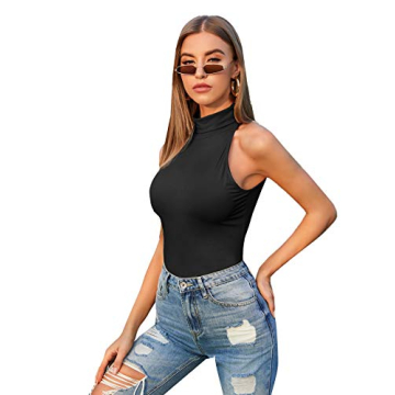 Verdusa Casual Turtle Neck Tank Top for Women in Black