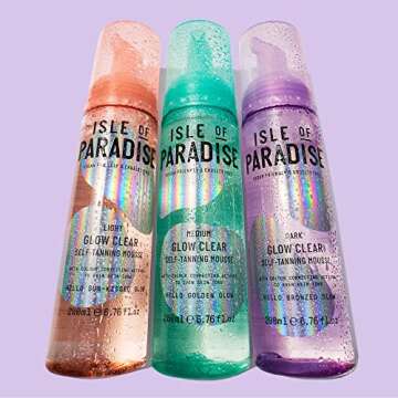 Isle of Paradise Glow Clear Self-Tanning Mousse, Dark (Bronzed Glow) - Color Correcting Tanning Foam...