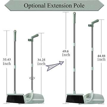 Chouqing Dust Pan and Broom, Self-Cleaning with Dustpan Teeth, Ideal for Dog Cat Pets Home Use, Supe...