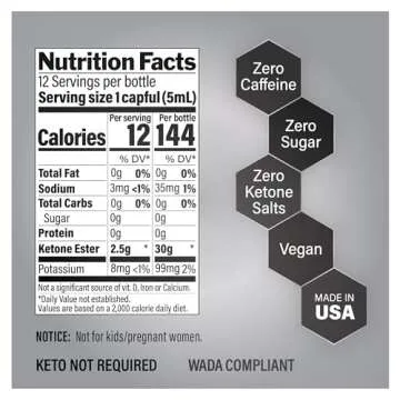 KetoneAid KE4 Pro Ketone Ester Drink | Not a Ketone Salt, No Sugar, No Caffeine | Exogenous D-BHB Es...