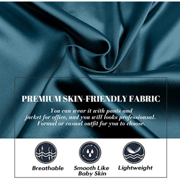 Pausus Women's Silk Button Down Shirt Long Sleeve Fitted Collared Blouse with Pocket (Blue, M)