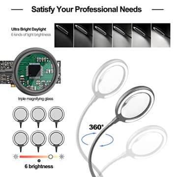 XYK Helping Hands Soldering Station with 3X Magnifying Glass with light, 4 Flexible Helping Hand Arms Magnifier and Third Hand Soldering Tool for Electronic Repair Soldering Jewelry Crafts