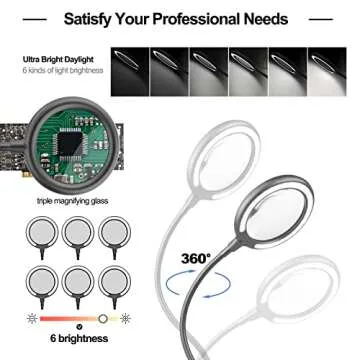 XYK Helping Hands Soldering Station with 3X Magnifying Glass with light, 4 Flexible Helping Hand Arms Magnifier and Third Hand Soldering Tool for Electronic Repair Soldering Jewelry Crafts