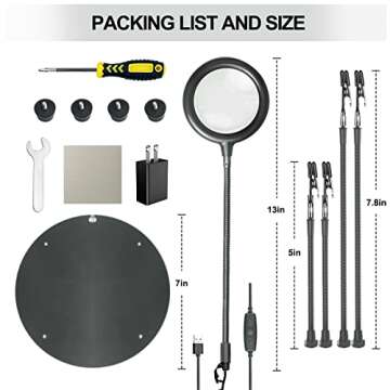 XYK Helping Hands Soldering Station with 3X Magnifying Glass with light, 4 Flexible Helping Hand Arms Magnifier and Third Hand Soldering Tool for Electronic Repair Soldering Jewelry Crafts