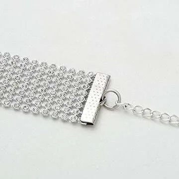 Victray Belly Waist Chain for Women Glitter Crystal Body Chains Rhinestone Fashion Waist Jewelry (Silver)