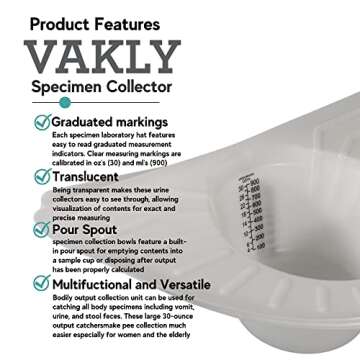 Graduated Specimen Collector Pans [Pack of 5] for Accurate Bodily Output Measurement