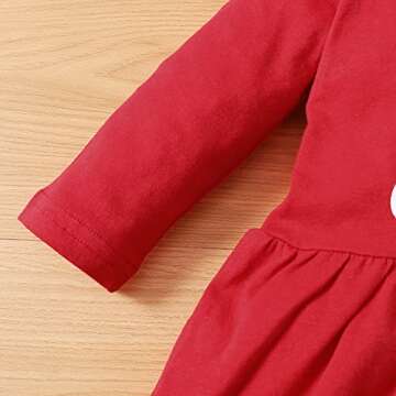 Noubeau My 1st Christmas Baby Girl Outfits Ruffle Santa Tree Print Tunic Drees Shirt Plaid Stripe Pants Fall Clothes (Red, 6-9 Months)