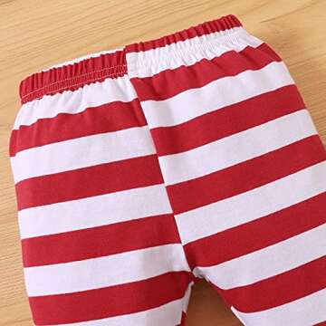 Noubeau My 1st Christmas Baby Girl Outfits Ruffle Santa Tree Print Tunic Drees Shirt Plaid Stripe Pants Fall Clothes (Red, 6-9 Months)