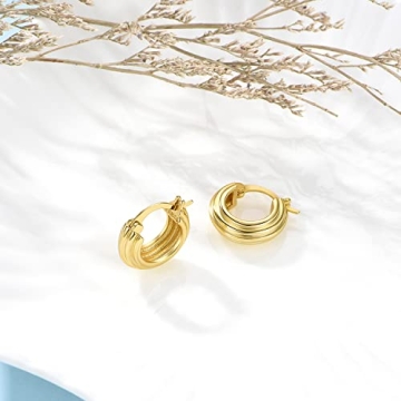 FRUMOS 18K Gold Plated Chunky Hoop Earrings for Women