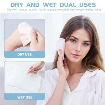 Cotton Facial Dry Wipes 100 Count, Deeply Cleansing Disposable Face Towel Wash Cloth, Multi-Purpose ...