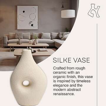 Villa Moda Silke Large Genie Decorative Modern Vase, Medium, White