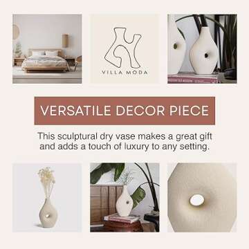 Villa Moda Silke Large Genie Decorative Modern Vase, Medium, White