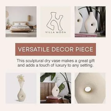 Villa Moda Silke Large Genie Decorative Modern Vase, Medium, White