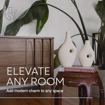 Villa Moda Silke Large Genie Decorative Modern Vase, Medium, White