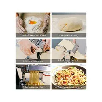MZTOGR Pasta Maker Machine, Set of 6 Piece 150mm Steel Noodle Maker Machine with 9 Adjustable Thickness Settings, Includes Ravioli Maker Attachment, Pasta Drying Rack (MZ-150PR)