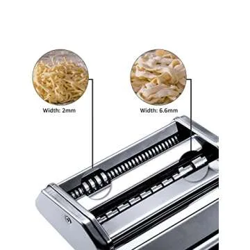 MZTOGR Pasta Maker Machine, Set of 6 Piece 150mm Steel Noodle Maker Machine with 9 Adjustable Thickness Settings, Includes Ravioli Maker Attachment, Pasta Drying Rack (MZ-150PR)