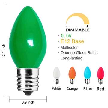 C7 LED String Lights - Vintage Multicolor 25Ft with 27 Bulbs