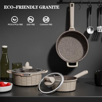 Nonstick Pots and Pans Set - Granite Induction Cookware