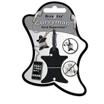 Nite Ize Curvyman Cord Supervisor - Easy Earbud Organizer, Headphone Cord Wrap - Black