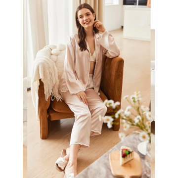 Ekouaer Silk Pajamas Set for Elegant Women Comfort