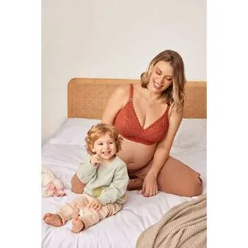 MOMANDA Women's Pumping Bra Hands Free Cute Lace Support Nursing Bras for Maternity Breast Pumpkin 3...