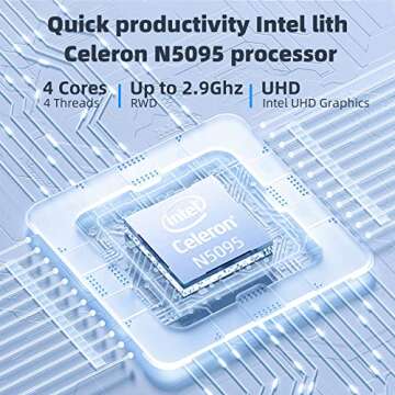 Naclud 15.6" Laptop 12GB DDR4 512GB SSD, FHD 1920X1080 Screen Laptop, High Performance Quad-Core Cel...