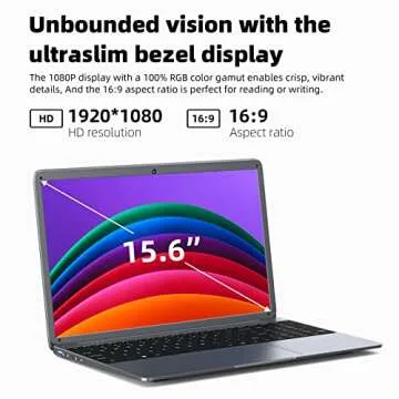 Naclud 15.6" Laptop 12GB DDR4 512GB SSD, FHD 1920X1080 Screen Laptop, High Performance Quad-Core Celeron N5095 Processors, Computers Laptop, 2.4G/5G WiFi, Bluetooth 4.2, Webcam(Gray)