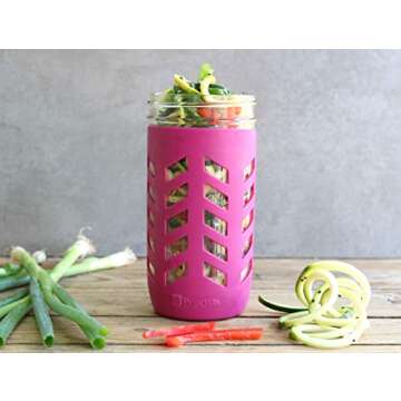 JarJackets Silicone Mason Jar Protector Sleeve - Fits 24oz (1.5 pint) Wide-Mouth Jars | Package of 4 (Multicolor)