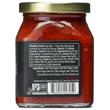 Mina Harissa Hot Sauce, Gourmet Moroccan Heat, Homestyle Spicy Red Chili Harissa Paste with Tangy Tw...
