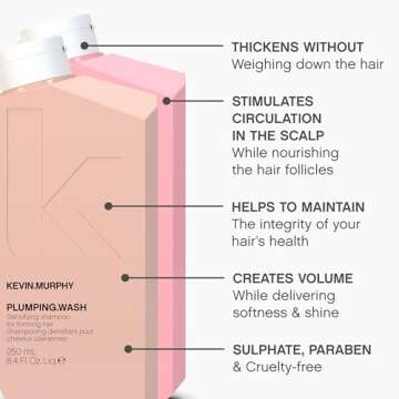 KEVIN.MURPHY PLUMPING.WASH & RINSE - Densifying Shampoo for Thinning Hair - Thickening Hair Conditioner - For Fine, Thin & Ageing Hair - 250 mL / 8.4 fl oz - 2 Pack
