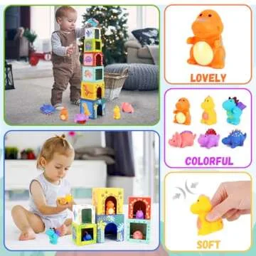 KMTJT Toddlers and Babies Dinosaur Sorting and Stacking Toys Blocks for 1-3 Kids Preschool Learning, Numbers Nesting Boxes Montessori Toys Gifts for 1 2 3 Year Old Baby Boys Girls