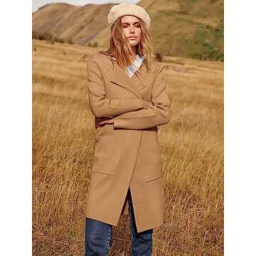 ANRABESS Women's Open Front Knit Lightweight Cardigan Casual Long Coatigan Sweater Lady Jacket Coat 2025 Fall Outerwear Light Brown Small