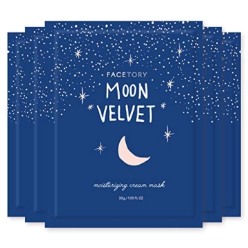 FACETORY K Beauty Face Mask Skin Care - MOON VELVET MOISTURIZING Sheet Mask with Sodium Hyaluronate ...