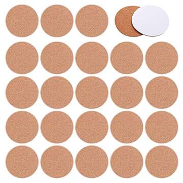 YYaaloa 24Pcs Self-Adhesive Mini Backing Cork Coasters Tiles Sheets Round 4" for DIY Coasters and DIY Crafts Cork Board, Cork Tiles, Cork Mat (Round 24pcs)