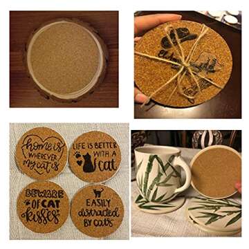 YYaaloa 24Pcs Self-Adhesive Mini Backing Cork Coasters Tiles Sheets Round 4" for DIY Coasters and DIY Crafts Cork Board, Cork Tiles, Cork Mat (Round 24pcs)