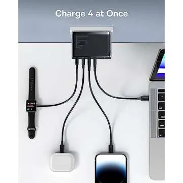 USB C Charger, Baseus 100W 4-Port GaN II Wall Charger, USB C Fast Charger Block with 2A+2C Ports for iPhone Series, Galaxy, MacBook, iPad, Laptops, AirPods, Apple Watch, Black