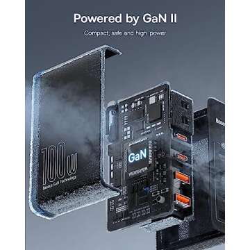 USB C Charger, Baseus 100W 4-Port GaN II Wall Charger, USB C Fast Charger Block with 2A+2C Ports for iPhone Series, Galaxy, MacBook, iPad, Laptops, AirPods, Apple Watch, Black