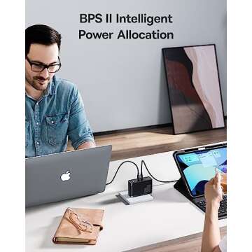 USB C Charger, Baseus 100W 4-Port GaN II Wall Charger, USB C Fast Charger Block with 2A+2C Ports for iPhone Series, Galaxy, MacBook, iPad, Laptops, AirPods, Apple Watch, Black